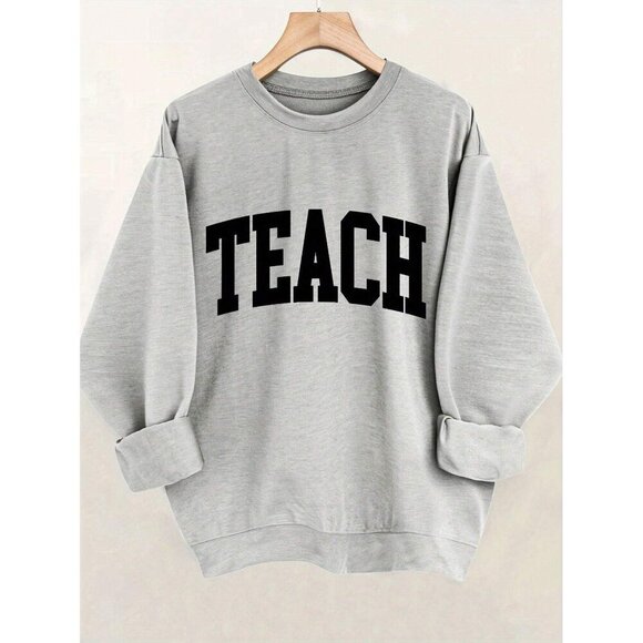 WILA Sweaters - teach back to school sweatshirt teacher outfit gray black